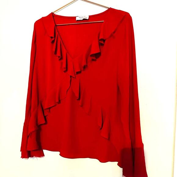 Bailey 44 Red Ruffled Layered Long Sleeve Blouse Size Large - Picture 1 of 11